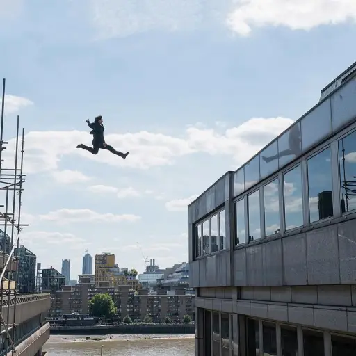 Tom Cruise saltando en una de las escenas de Misió